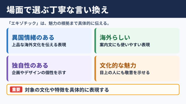 エキゾチックの言い換え一覧表と場面別の使い分け