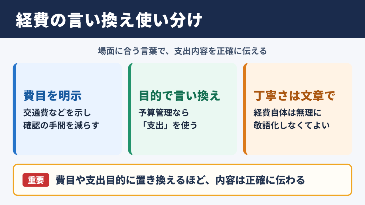 経費の言い換え一覧表とシーン別の使い分け