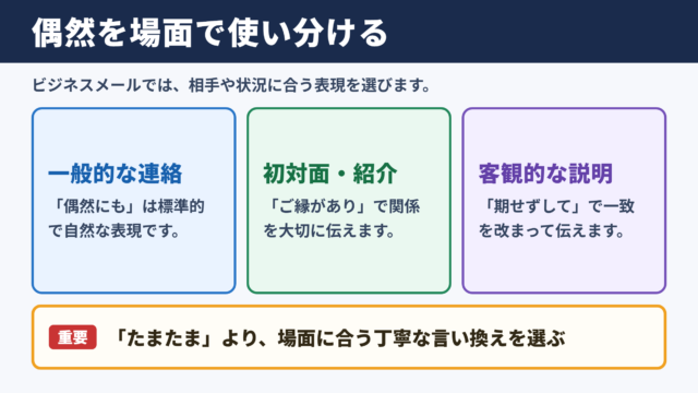 偶然の言い換え一覧表とシーン別の使い分け