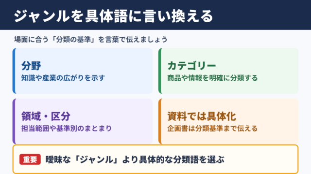ジャンルの言い換え一覧表とシーン別の使い分け