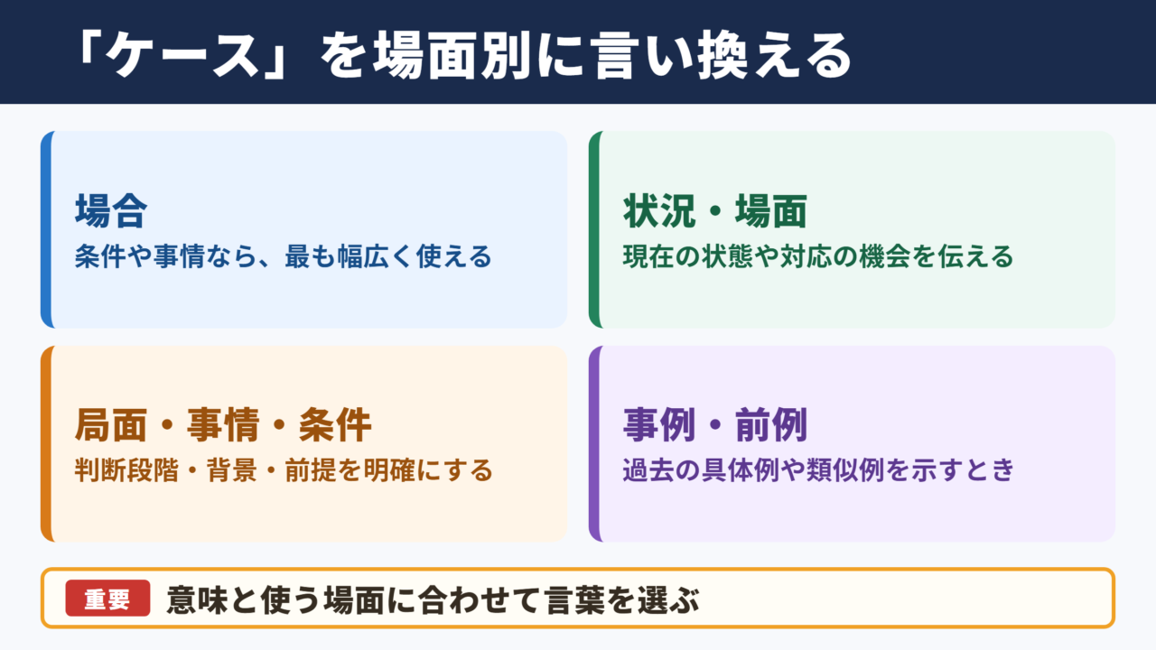 「ケース」の言い換え一覧表とシーン別表現
