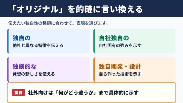 「オリジナル」の言い換え一覧表とシーン別の使い分け