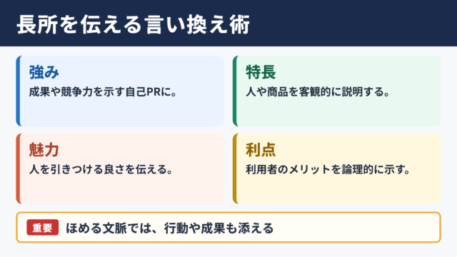 「長所」の言い換え一覧表とシーン別の使い分け