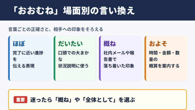 「おおむね」の言い換え一覧表とシーン別の使い分け
