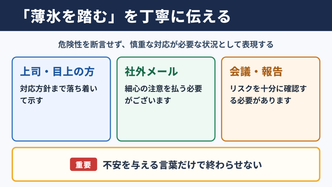 「薄氷を踏む」の言い換え一覧とシーン別の使い分け