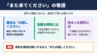 「また来てください」の敬語一覧