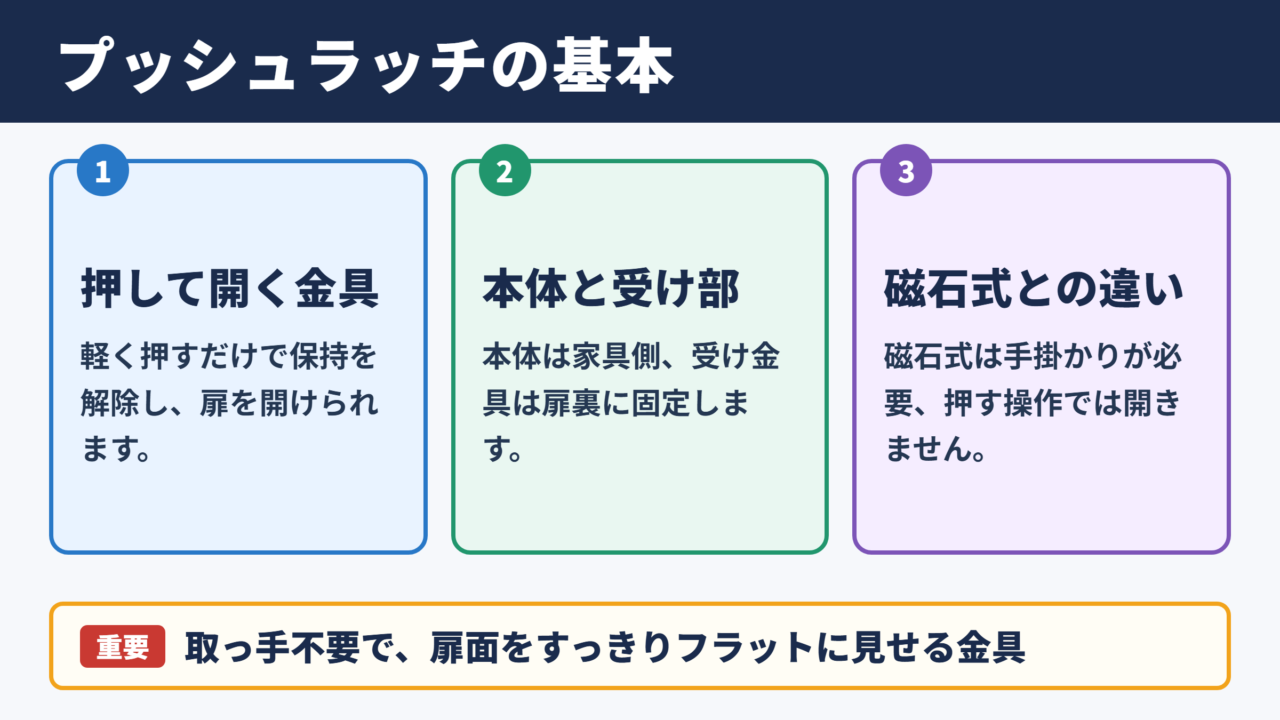 プッシュラッチの意味と基本構造
